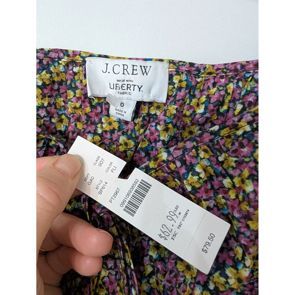 J. Crew Liberty‎ Fabric Smocked Top Busy Izzy Floral Square Neck NWTs size 0